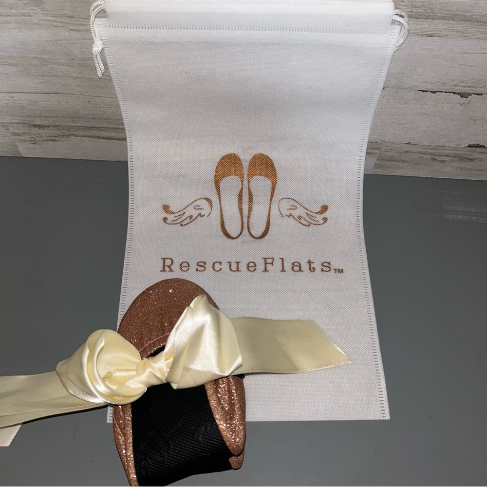 NEW Rose Gold Glitter Rescue Flats